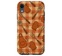 BBQ Aprons Mitts Spatulas Gingham Cookout Style Pattern Carcasa para iPhone XR