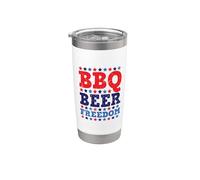 BBQ Beer Freedom Funny 4th Of July Indepedence Day Patriotic Vaso térmico de acero inoxidable de doble pared