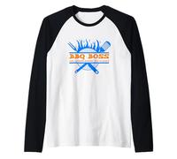 BBQ Boss The Legend Behind the Flames Barbacoa Smoker Dad Camiseta Manga Raglan