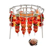 BBQ Brochetas de Acero Inoxidable, Accesorios para Freidora de Aire - Juego de 24 Brochetas + Rejilla Redonda para Parrilla | Compatible con Freidoras de Aire, Hornos de Aire Caliente