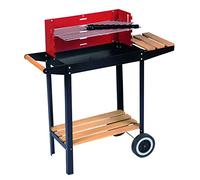 BBQ Collection Barbacoa Carbón - Barbacoa de Carbón con Ruedas - Barbacoa Rejilla Ajustable y Parabrisas - Barbacoa con Mesa Lateral - Negro