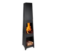 BBQ Collection Chimenea de jardín, Cesta de Fuego, Calentador de Patio, Exterior, Negro, 36 x 36 x 150 cm