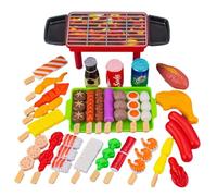 BBQ Grill Playset - Fake Food Accessories Pretend Play Grill Toy Set - Cooking Playset Camping Toy Interactive Toys Kids, Outdoor Toys Birthday For Boys & Girls Cooking For Kids
