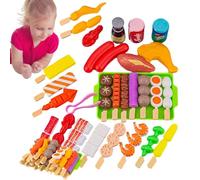 BBQ Grill Toy Set - 15-Piece Pretend Play Barbacoa Food Kit, Fake Skewers Simulation Meat Vegetables, Interactive Cooking Playset | Outdoor Camping Kitchen Toy Gift For Kids Boys Girls Birth