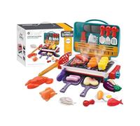 BBQ Grill Toys For Kids - Sensory Pretend Barbecue Kit with Sizzling Sound Light | Children Pretends Kitchen Playset | Birthday Christmas Holiday Festive Gift