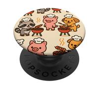 BBQ Party Animals Kawaii Grill Parade Summer Fun PopSockets PopGrip Adhesivo