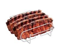 BBQ Soporte para Costillas Sujetador filetes accesorio barbacoa apto | Rejillas de Parrilla con Acero al Carbono Para preparación, reposo, asado, horneado, cocción, cocina, e