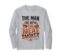 BBQ The Man The Myth The Meat Smoker Barbacoa Manga Larga