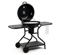 BBQ-Toro Barbacoa de Carbón Portátil Ø 57 cm Con Estante y Elevador | Superficie Ø 54,5 cm | Parrilla Redonda Con Tapa