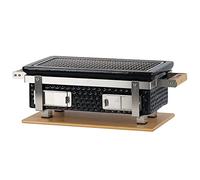 BBQ-Toro Barbacoa de Cerámica con Base de Madera | 50 x 23 x 17 cm | Parrilla de Mesa Hibachi | Miniparrilla sin Electricidad | Barbacoa Portátil de Carbón, Parrilla de Mesa Portátil