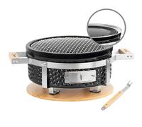 BBQ-Toro Barbacoa de mesa de carbón vegetal de cerámica con base de madera, diámetro de 29,5 cm, barbacoa Hibachi para exteriores, barbacoa coreana, barbacoa de mesa de cerámica, barbacoa japonesa