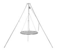 BBQ-Toro Barbacoa de tres patas con parrilla, 119-184 cm, trípode para parrilla giratoria, estructura de hierro, soporte para barbacoa con rejilla, parrilla colgante (acero inoxidable, diámetro 60 cm)
