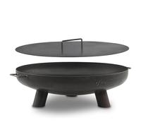 BBQ-Toro brasero de acero inoxidable 70 cm, tapa, negro, 3 patas, 2 asas, jardín, cuenco de fuego