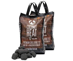 BBQ-Toro Briquetas para Barbacoa Premium Coconut Heat | 100% Cáscara de Coco para Asados de Larga Cocción | 20 Kg | Carbón Vegetal | Bajo Desarrollo de Humo, Ecológico