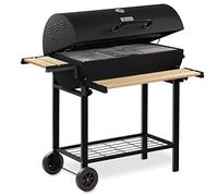 BBQ-Toro Carro de Barbacoa de Carbón con Tapa Premium | Ø 80 x 42 cm | Carro de Parrilla Móvil de Carbón con Ruedas, incl. Termómetro, Rejilla para Calentar, Estantes de Madera | Ahumador