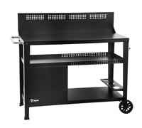BBQ-Toro Carro Parrilla 125 x 57 x 104 cm | Negro | Mesa Grill con Gran Superficie Trabajo | Mesa Auxiliar BBQ con Paraviento | Trolley Exterior | Carro Servicio con Estante