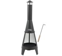 BBQ-Toro Estufa de terraza con protección contra chispas, rejilla de fuego y atizador, 35,5 x 35 x 112 cm, chimenea de acero para jardín, estufa de jardín, cesta de fuego, estufa de leña, fuente de