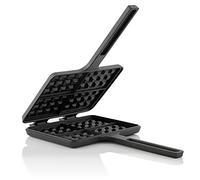 BBQ-TORO Gofrera Belga de Hierro Fundido con Mango | para Gofres, Sándwiches y Wafles | Curada-pre-Seasoned | Camping y Barbacoa