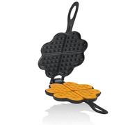 BBQ-Toro Gofrera de hierro fundido en forma de corazón 15 cm | Doble waffle iron con 2 mangos, precurada | Molde resistente para gofres corazón