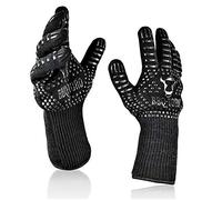BBQ-Toro Guantes de Barbacoa Ignífugos | 2 Piezas | Color Negro | Guantes para Horno Resistentes al Calor hasta 800 °C | Guantes Antideslizantes Cocina, Parrilla | Resisten Altas Temperaturas
