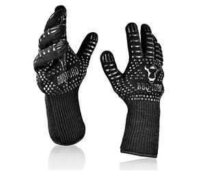 BBQ-Toro Guantes de Barbacoa Ignífugos | 2 Piezas | Color Negro | Guantes para Horno Resistentes al Calor hasta 800 °C | Guantes Antideslizantes Cocina, Parrilla | Resisten Altas Temperaturas