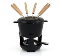 BBQ-TORO Juego de Fondue de Hierro Fundido | 6 Personas | 1 Litro | Set de Fondue 13 Piezas con Quemador y Tenedores | Set para Fondue de Queso, Set de Fondue de Carne, Set para Fondue de Chocolate