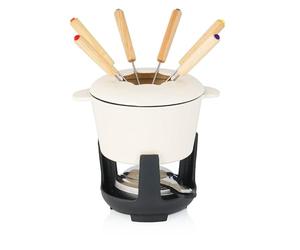 BBQ-TORO Juego de Fondue de Hierro Fundido | 6 Personas | 1 Litro | Set de Fondue 13 Piezas con Quemador y Tenedores | Set para Fondue de Queso, Carne, Chocolate