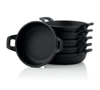 BBQ-Toro Juego de Sartenes Redondas con Asas de Hierro Fundido | 6 Piezas | Ø 13 cm | Curadas - pre-Seasoned | Barbacoa, Parrillas