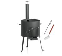 BBQ-Toro Kazan - Horno de 39,5 cm de diámetro, hervidor de gulash con cuchara ranurada y atizador, horno al aire libre con tubo, hervidor de fuego, horno de guiso, hoguera, marco Kazan, utschak