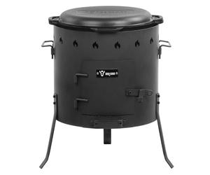 BBQ-Toro Kazan Olla de Hierro Fundido 19 Litros con Estufa Kazan Ø 45 cm | Olla de Hierro Fundido XXL con Tapa | Hervidor de Goulash, Estufa de Exterior | Estufa de Leña, Uchag, Uchak | Camping