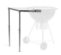 BBQ-TORO Mesa Auxiliar de Acero Inoxidable para Barbacoa de Ø 57 cm | 55 x 51 x 47-74 cm | Altura Ajustable | Mesa de Trabajo con 4 Ganchos para los Cubiertos de la Barbacoa