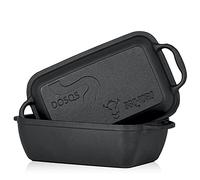 BBQ-Toro Molde para Pan de Hierro Fundido con Tapa | 2 en 1 - Olla + Sartén Rectangular de Hierro Fundido para Horno | 4,5 litros | Molde con Tapa | Cazuela con Tapa para Barbacoa | Horno Holandés