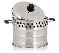 BBQ-TORO Olla con Tapa de Acero Inoxidable para Horno de Cohete | Ø 24 cm | 7 L | para Cocinar al Aire Libre | para Asar y Cocinar en El Horno Rocket | para Camping, Jardín y Terraza