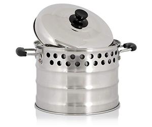 BBQ-TORO Olla con Tapa de Acero Inoxidable para Horno de Cohete | Ø 24 cm | 7 L | para Cocinar al Aire Libre | para Asar y Cocinar en El Horno Rocket | para Camping, Jardín y Terraza