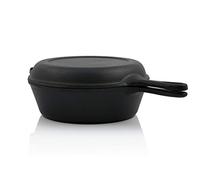 BBQ-Toro Olla de Hierro Fundido Con Tapa y Mango | 4,4 Litros | Color Negro | Sartén Asador | Curada - Pre-Seasoned | Cazuela Para Fuego