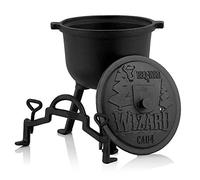 BBQ-Toro Olla de Hierro Fundido "Wizard" I Caldero de Bruja I Pre-Seasoned I Con Tres Patas I Tapa I Asa y Tornillos de Fijación (4 litros)