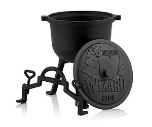 BBQ-Toro Olla de Hierro Fundido "Wizard" I Caldero de Bruja I Pre-Seasoned I Con Tres Patas I Tapa I Asa y Tornillos de Fijación (4 litros)