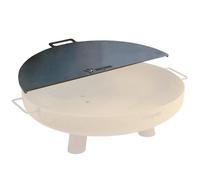 BBQ-Toro Plancha de acero al carbono para braseros, semicircular con asa, color gris, accesorio para brasero, placa de fuego, bandeja de fuego, accesorios para hoguera, barril de fuego (diámetro de 80