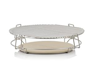 BBQ-Toro Sistema de Ahumado de Acero Inoxidable para Barbacoa Portátil de Ø 54 cm | Apto para Barbacoas Weber de Ø 57 cm y Muchas más | Parrilla con 3 Niveles y Piedra de Pizza