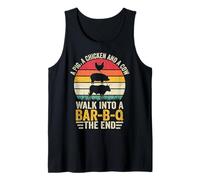 BBQ - Un cerdo Un pollo y una vaca caminan en un bar B Q el final Camiseta sin Mangas