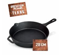 BBQBOSS Sartén de hierro fundido de 28 cm [2,8 litros] - cast hierro pan - freír pan - inducción - sartén de hierro fundido - para parrilla de gas - para barbacoa de carbón