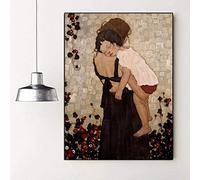 BBSJX Famosa Pintura Abstracta Madre E Hijo De Gustav Klimt Lienzo Pintura Arte De La Pared Impresiones Imagen, para La Decoración De La Sala Cuadros Mural Poster-50X50Cm_Unframed