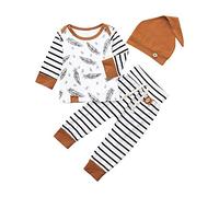 BBSMLIN 0 a 12 Meses Recien Nacido Bebe Niño Cebra Ropa de Conjunto/3PC, Monos de Manga Larga + Pantalón + Gorro