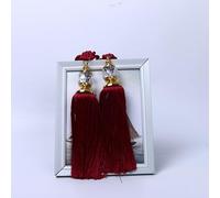 BBTISG 2 Piezas Alzapaños de Cortina, Alzapaños de Cuerda Borlas para Cortinas Bohemia Hecha a Mano para Decoración del Hogar Dormitorio Ventana (Rojo)