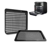 BBTISG 2 Piezas Bandejas de Cocina para Horno Freidora de Aire 26 x 23cm Rejilla de Cocina de Malla Extraíble Antiadherente Placa de Parrilla de Acero al Carbono