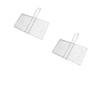 BBTISG 2 Piezas Cestas de Parrilla de Pescado, Cesta Portátil de Acero Inoxidable Plegable con Asa para Asar Verduras, Pescado Asado