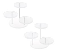 BBTISG 2 Piezas Expositores Redondos de Acrílico de 3 Niveles Pequeños Soportes Acrílicos Redondos para Figuras de Acción Coleccionables, Gemas, Cristales, Rocas (blanco)