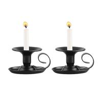 BBTISG 2 Piezas Portavelas con Asa, Portavelas de Hierro Forjado Hierro Vintage para Velas Cónicas Decoración de Mesa para Boda, Sala de Estar, Festival, Fiesta, Adviento (Negro)