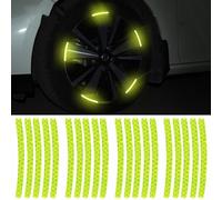 BBTISG 20 Piezas Calcomanías Reflectantes para Cubo de Rueda de Coche, Calcomanía Reflectante Universal para Rueda de Coche y Motocicleta (fluorescente)