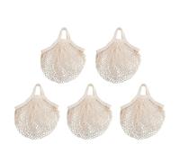 BBTISG 5 bolsas de malla de algodón para la compra, bolsas de malla de algodón reutilizables con asas para almacenamiento de frutas y verduras, beige, Bolsas de malla de algodón